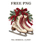 Whimsical Skates Floral Winter Clipart PNG