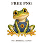 Whimsical Sunflower Overalls Frog Clipart PNG-8SVG
