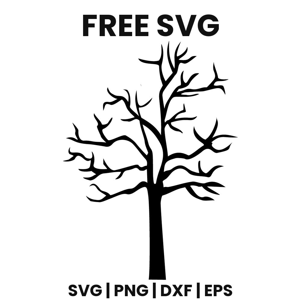 Creepy Tree SVG Free – Halloween Tree Branch Silhouette Cut File-8SVG