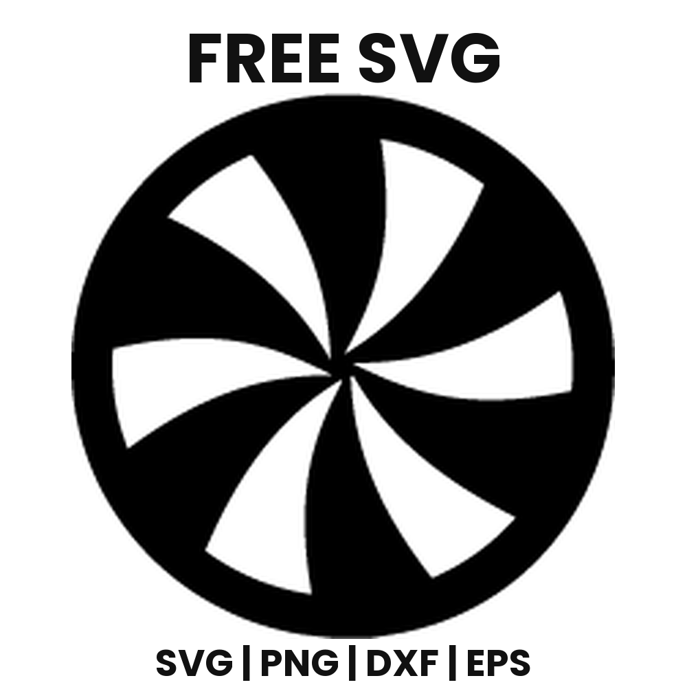 Peppermint Candy SVG Free – Round Swirl Disc Cut File
