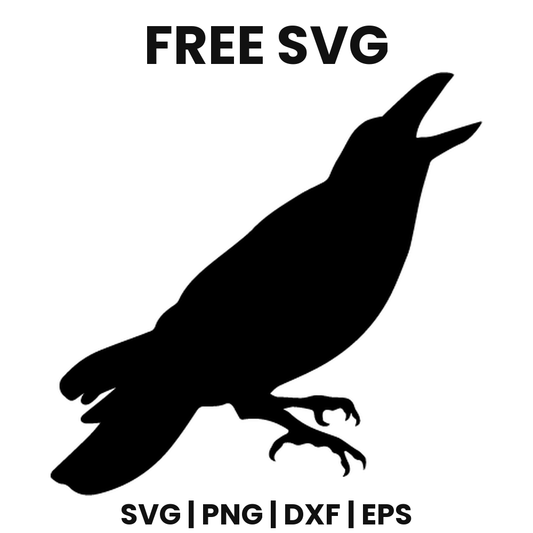 Screeching Crow SVG Free – Open Beak Halloween Bird Cut File-8SVG