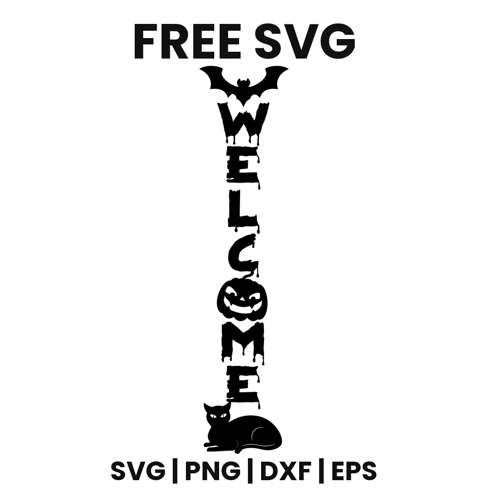 Welcome Skull Porch Sign SVG Free – Bold Halloween Sign Cut File-8SVG
