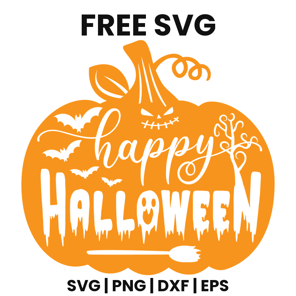 Pumpkin Word Art SVG Free – Happy Halloween Cut File-8SVG