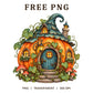 Pumpkin Cottage House Fairy Autumn PNG-8SVG
