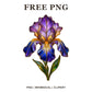 Whimsical Stained Glass Iris Clipart PNG