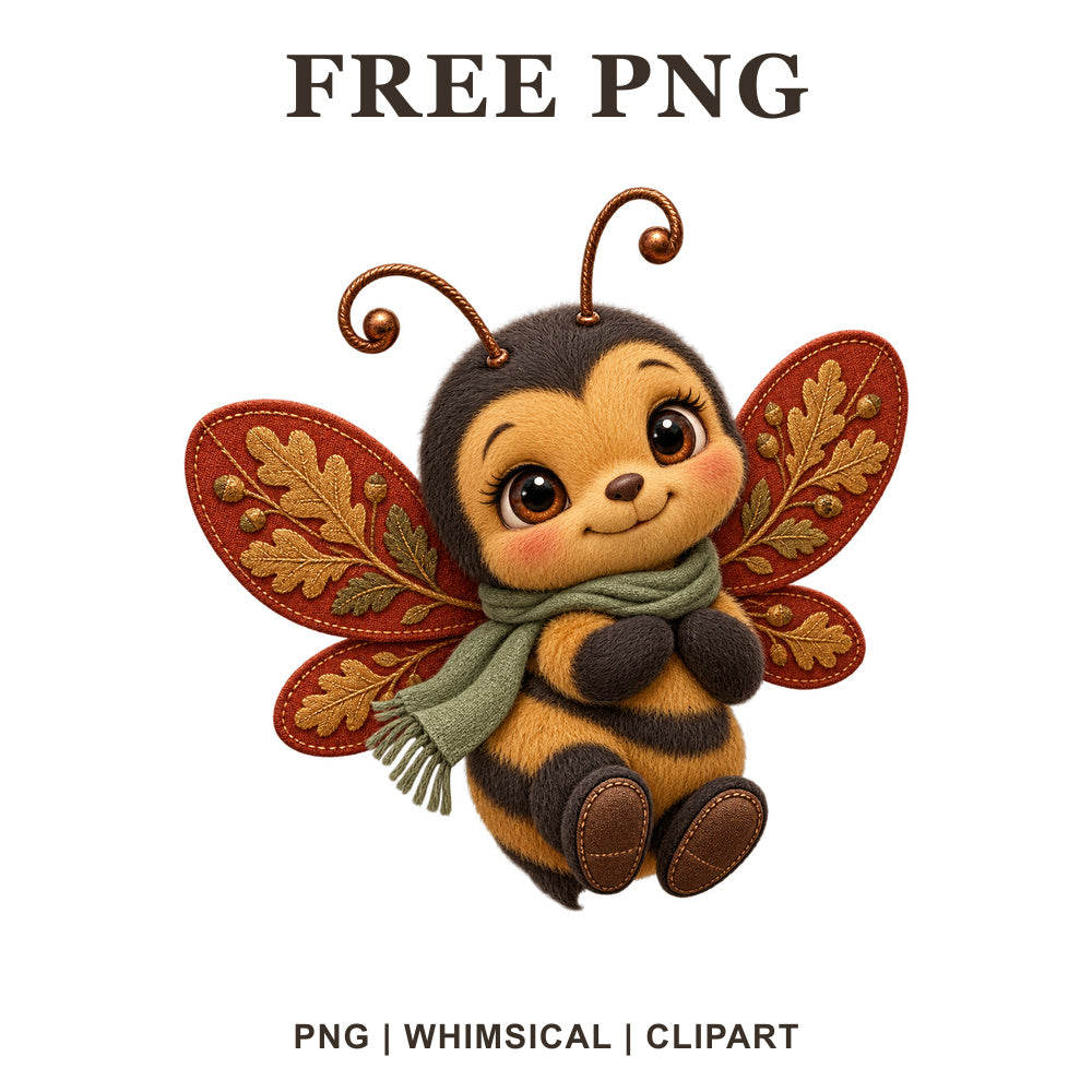 Whimsical Autumn Copper Bee Clipart PNG