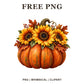 Whimsical Autumn Pumpkin Sunflower Clipart PNG