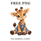 Whimsical Blue Denim Giraffe Clipart PNG-8SVG