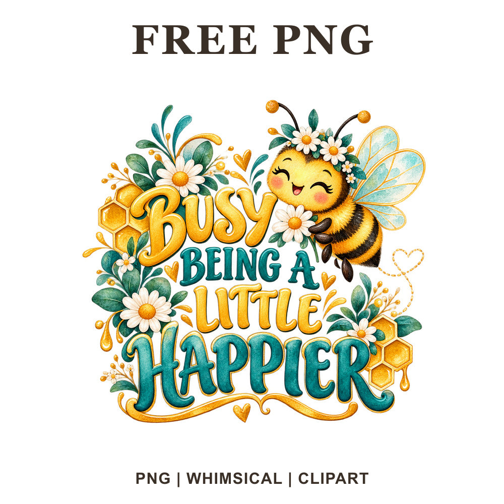 Whimsical Busy Bee Mug Sublimation Design Clipart PNG