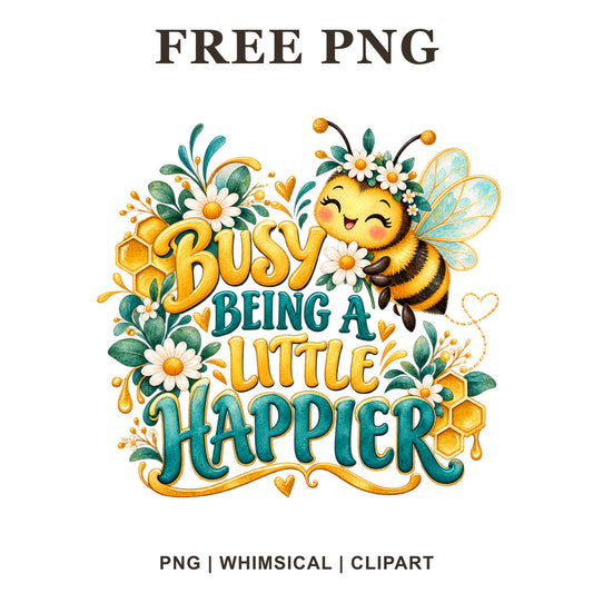 Whimsical Busy Bee Mug Sublimation Design Clipart PNG