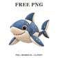 Whimsical Denim Patchwork Shark Clipart PNG
