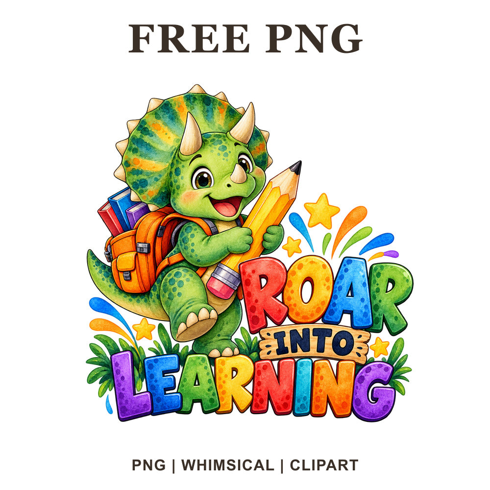 Whimsical Dinosaur Student Back To School Clipart PNG