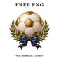 Whimsical Golden Laurel Soccer Ball Clipart PNG