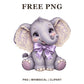 Whimsical Lavender Lace Elephant Clipart PNG-8SVG