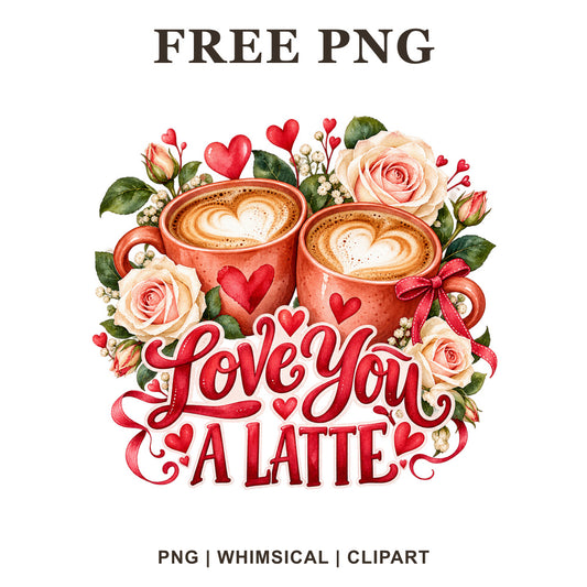 Whimsical Love Coffee Valentine Clipart PNG