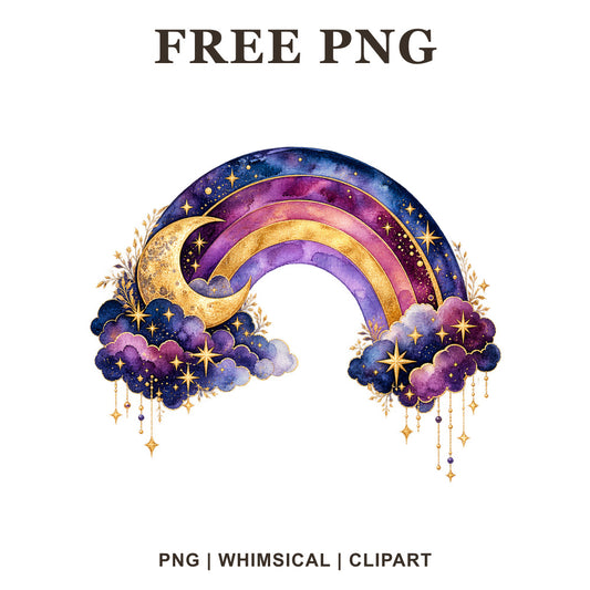 Whimsical Moonbow Rainbow Clipart PNG