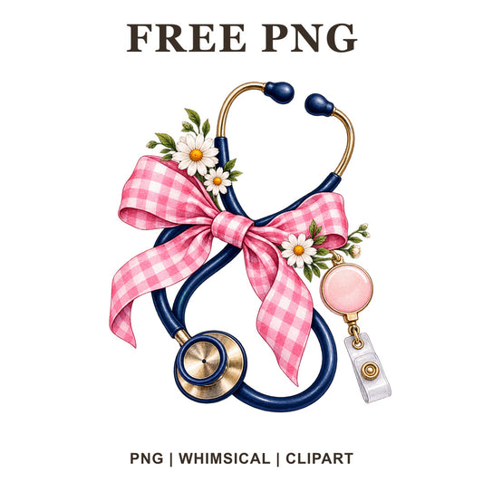 Whimsical Nurse Bow Nurse Clipart PNG