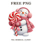 Whimsical Pink Peppermint Snowman Clipart PNG
