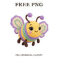 Whimsical Rainbow Crochet Bee Clipart PNG