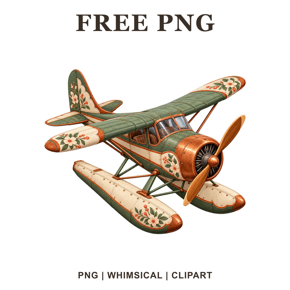Whimsical Seaplane Explorer Airplane Clipart PNG