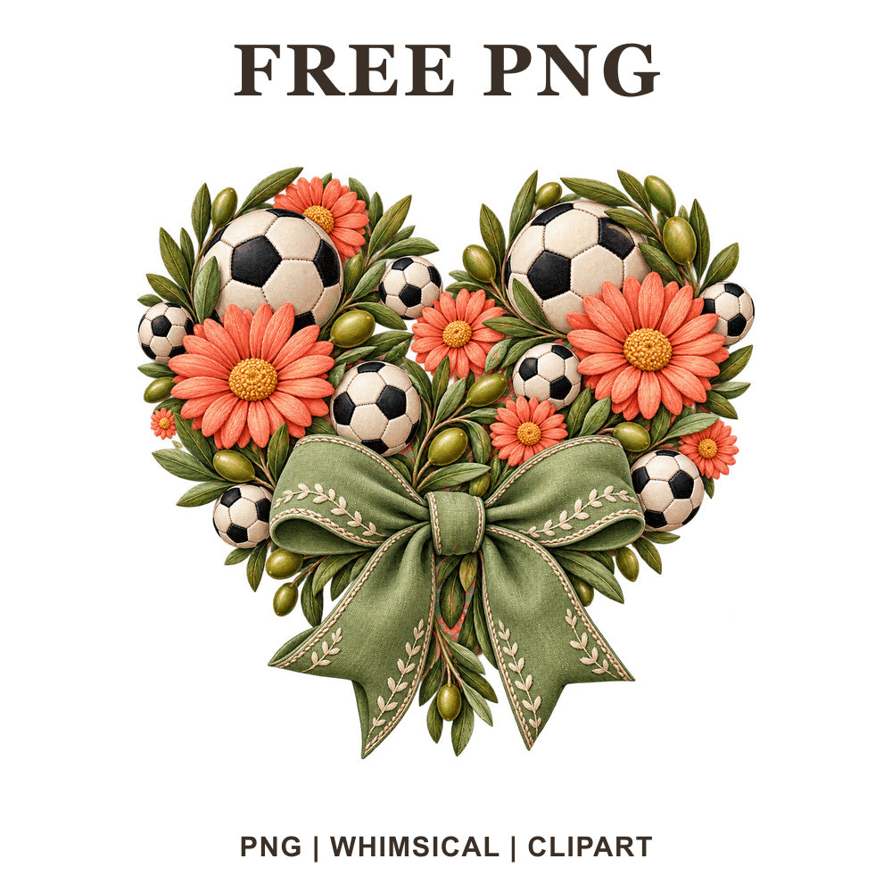 Whimsical Soccer Bloom Soccer Clipart PNG