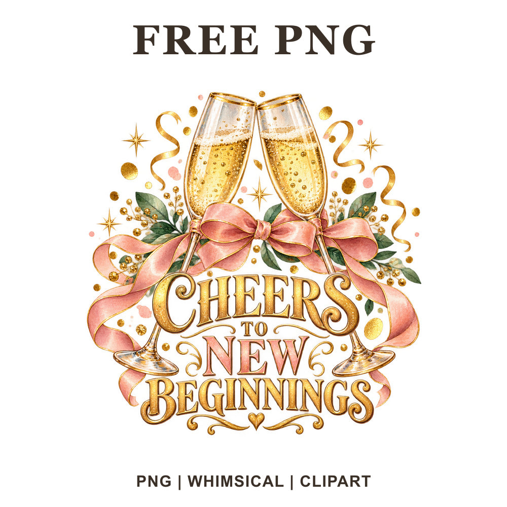 Whimsical Sparkling Glasses New Year Clipart PNG