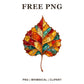 Whimsical Stained Glass Aspen Fall Leaf Clipart PNG