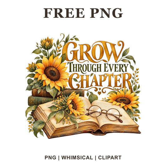 Whimsical Sunflower Book Sunflower Clipart PNG