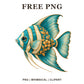 Whimsical Teal Angelfish Fish Clipart PNG