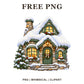 Whimsical Winter Cottage Winter Clipart PNG