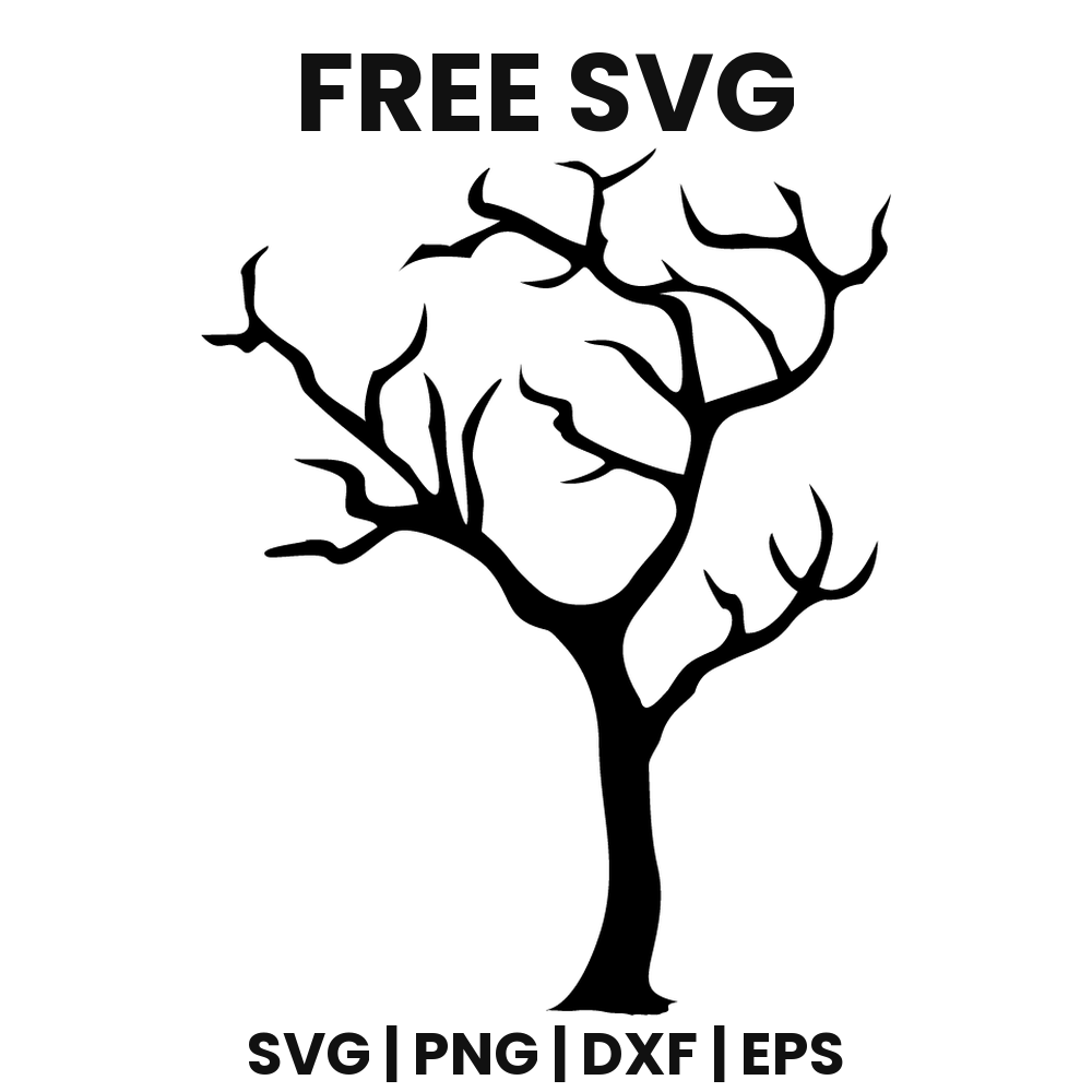 Twisted Tree SVG Free – Crooked Halloween Tree Silhouette Cut File-8SVG