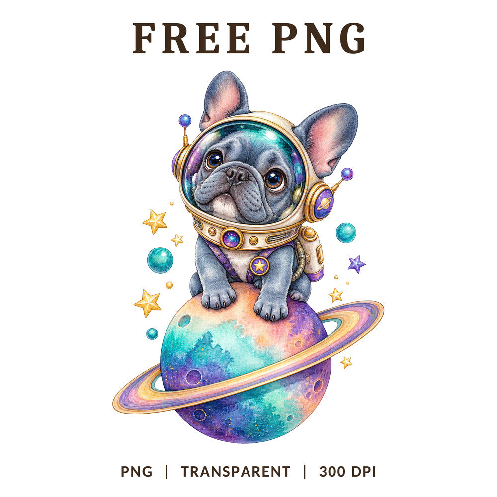 French Bulldog Astronaut Space Planet PNG-8SVG