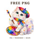 Rainbow Artist Cat Paint Palette Beret PNG-8SVG