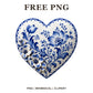 Whimsical Blue Porcelain Heart Clipart PNG