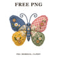 Whimsical Denim Patchwork Butterfly Clipart PNG
