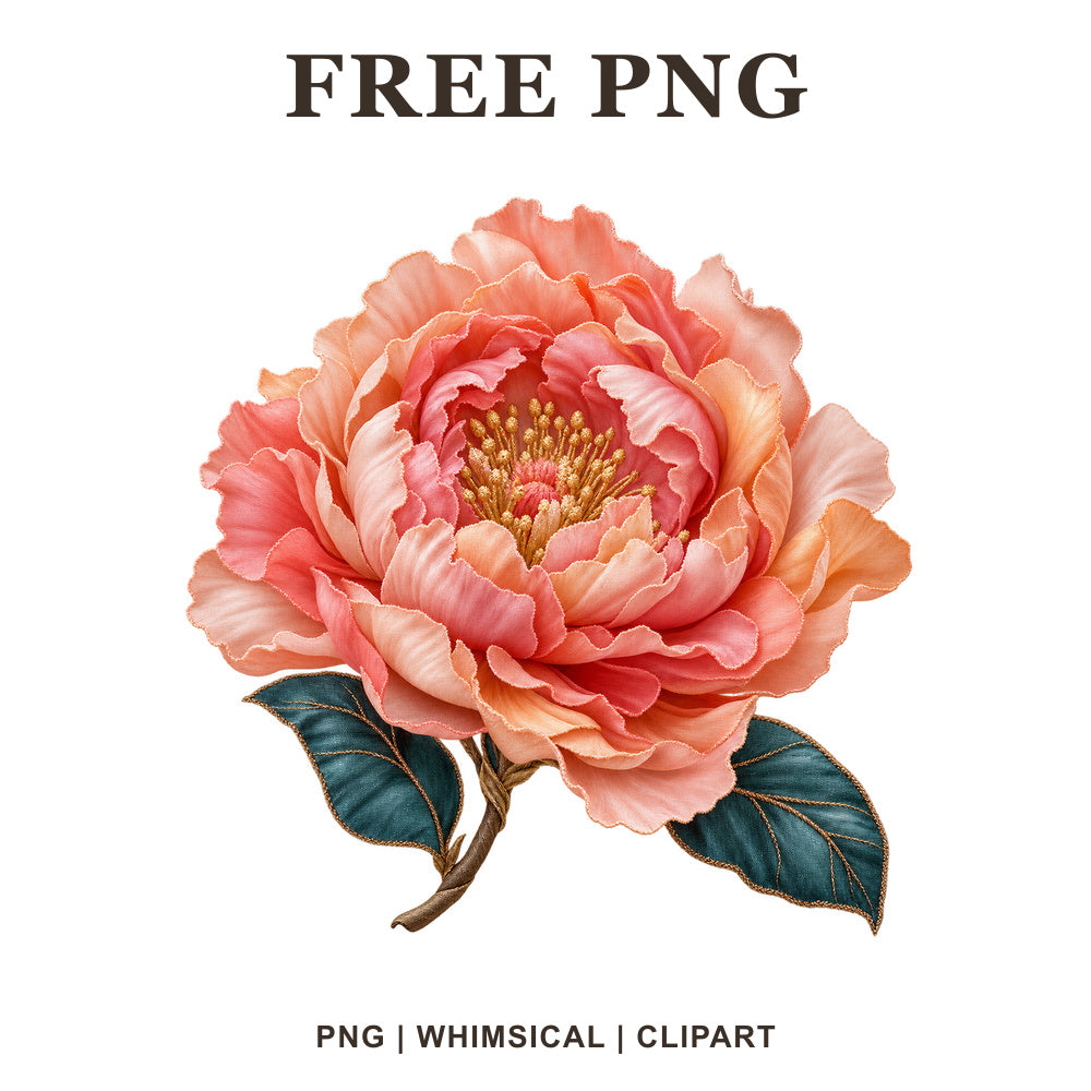 Whimsical Silk Peony Clipart PNG