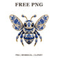 Whimsical Blue Porcelain Bee Clipart PNG