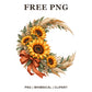 Whimsical Boho Crescent Sunflower Clipart PNG