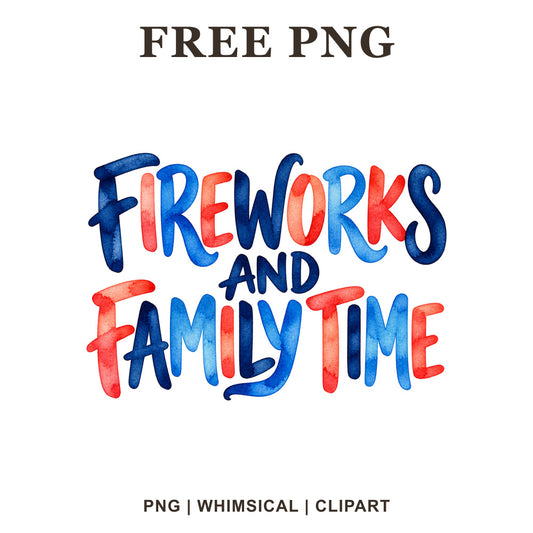 Whimsical Fireworks And Family Time 4th Of July Clipart PNG