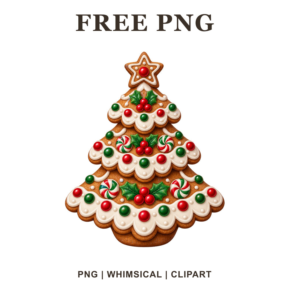 Whimsical Gingerbread Tree Christmas Tree Clipart PNG