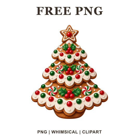 Whimsical Gingerbread Tree Christmas Tree Clipart PNG-8SVG