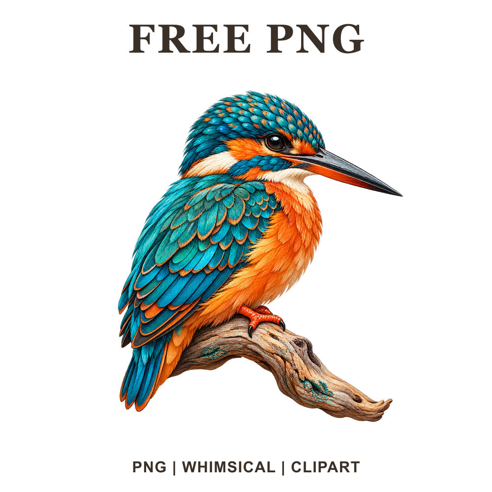 Whimsical Kingfisher Jewel Bird Clipart PNG