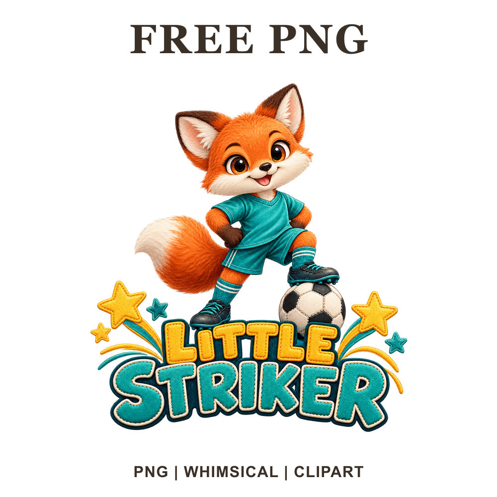 Whimsical Little Striker Soccer Clipart PNG