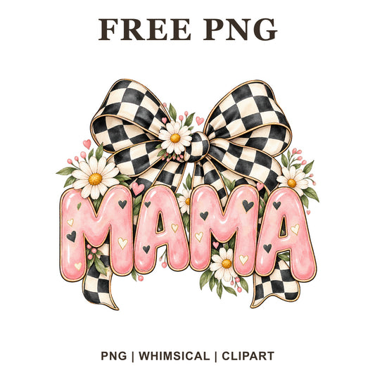 Whimsical Mama Bow Mama Clipart PNG