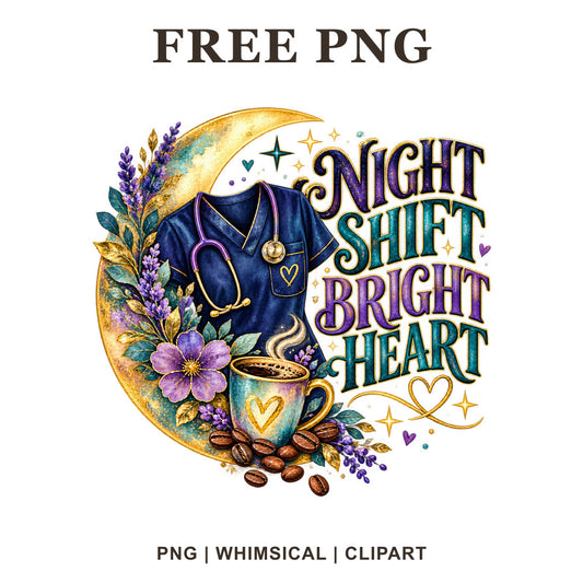 Whimsical Night Shift Nurse Clipart PNG