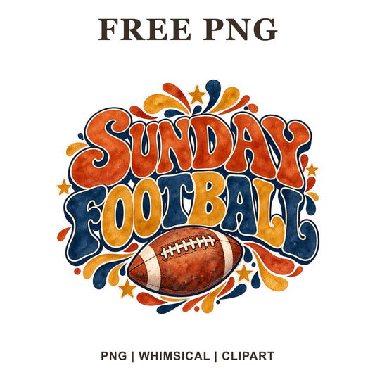 Whimsical Retro Sunday Football Clipart PNG