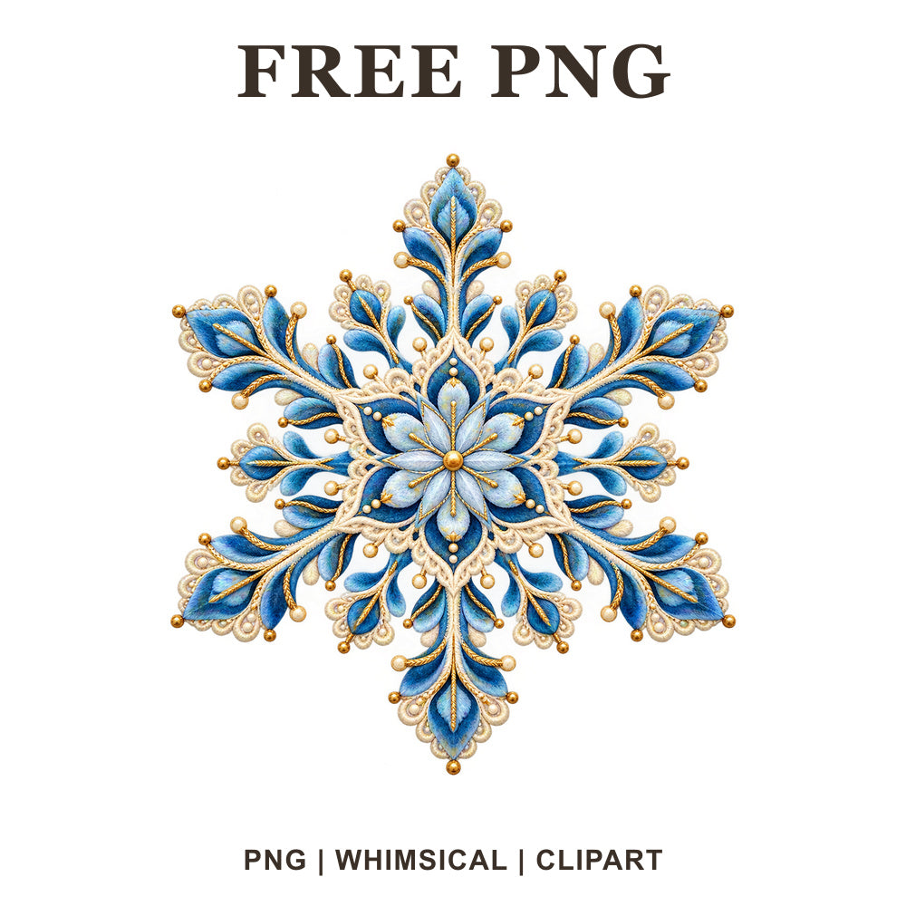 Whimsical Snowflake Lace Winter Clipart PNG