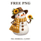 Whimsical Sunflower Scarf Snowman Clipart PNG
