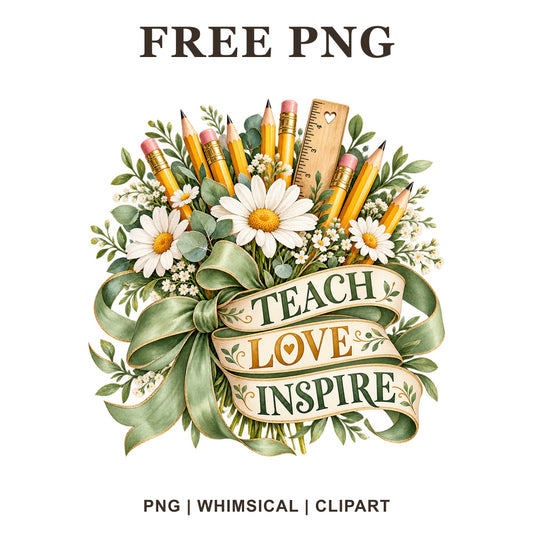 Whimsical Teacher Bouquet Back To School Clipart PNG