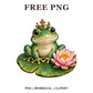 Whimsical Waterlily Prince Frog Clipart PNG-8SVG